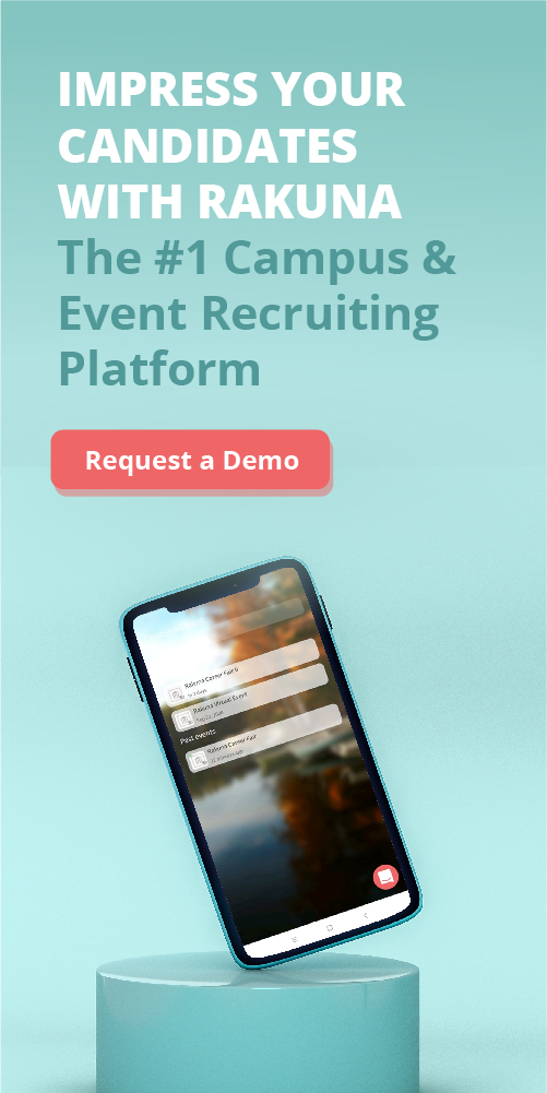 A phone installed with the compact Rakuna Event & Campus Recruiting Mobile App