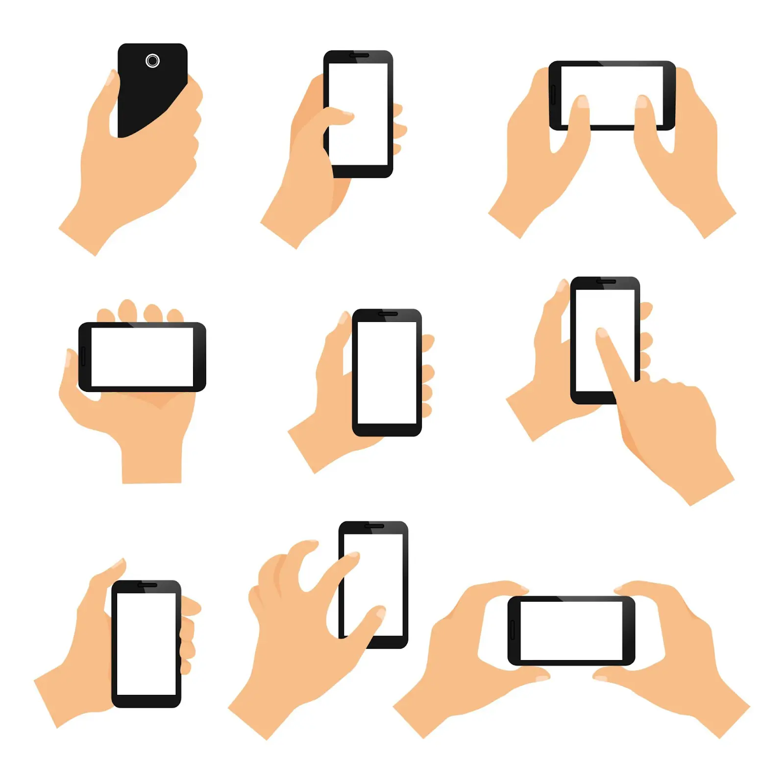 Concept image of different ways of interacting with an app